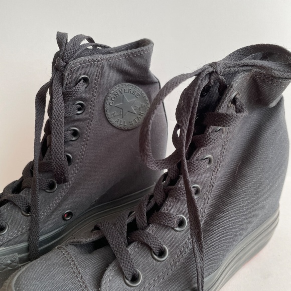 Converse All Star Chuck Taylor Womens US 6 Black Hidden Heel Wedge Crayon Bottom - Picture 7 of 9